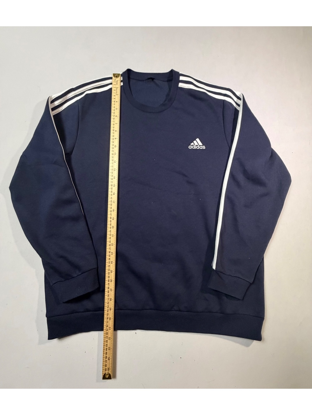 Adidas Essentials 3-Stripes Navy Sweatshirt Size XXL - Picture 3 of 7